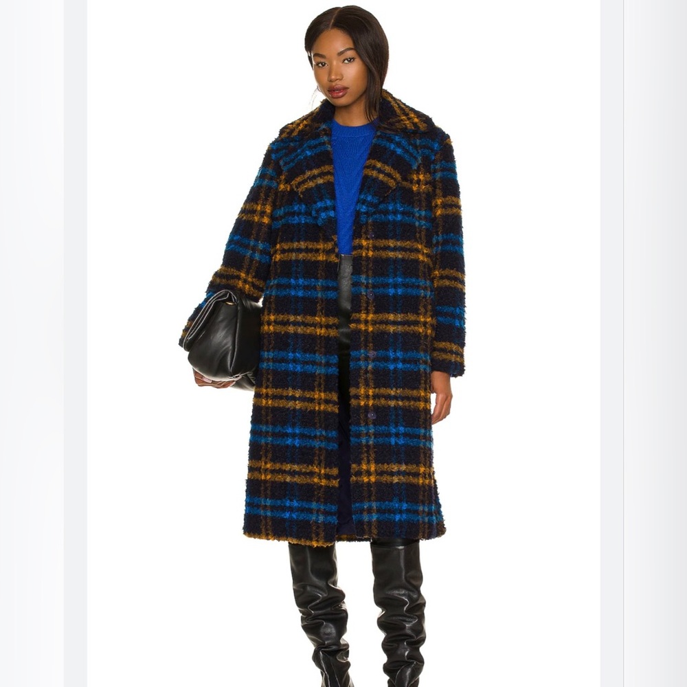 Apparis Tikka Coat in Blue & Yellow Plaid
